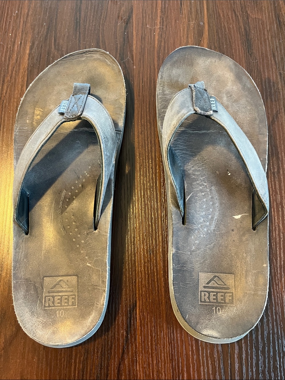 Reef Men's Leather Flip Flop Sandals in Grey - Picture 3 of 3